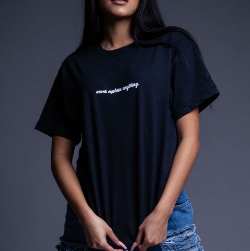 NEW Coal n Terry Never Explain Anything Black Tee Small